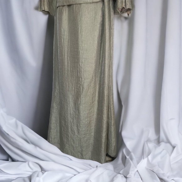Vintage David’s Bridal Formal Mother of Bride Two Piece Long Dress Taupe Jeweled - Picture 6 of 10